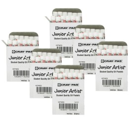 Sakura Cray-Pas Junior Artist Oil Pastels, White, 12 Per Pack, 6 Packs