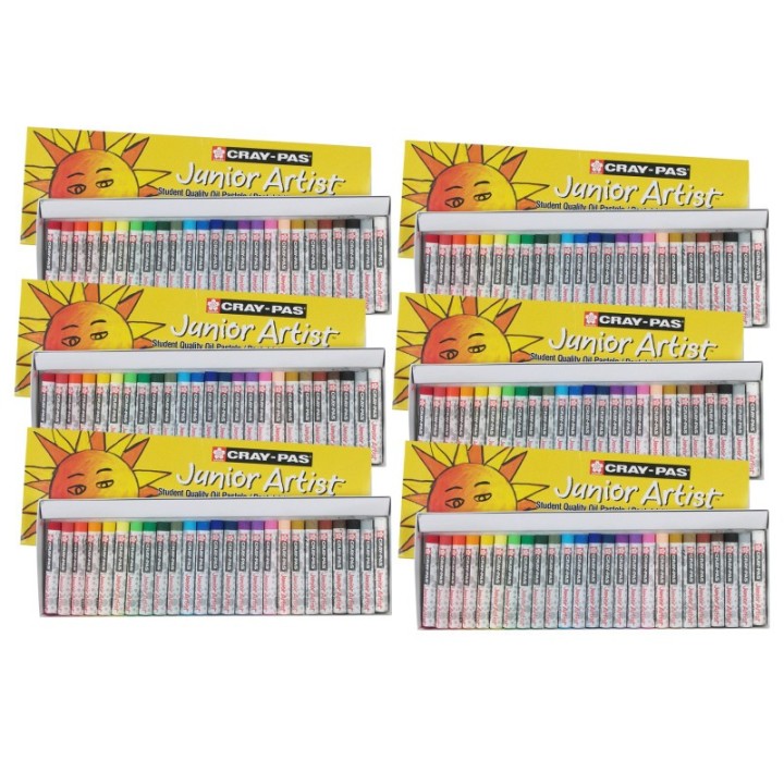 Sakura Cray-Pas Junior Artist Oil Pastels, Assorted Colors, 25 Per Set, 6 Sets