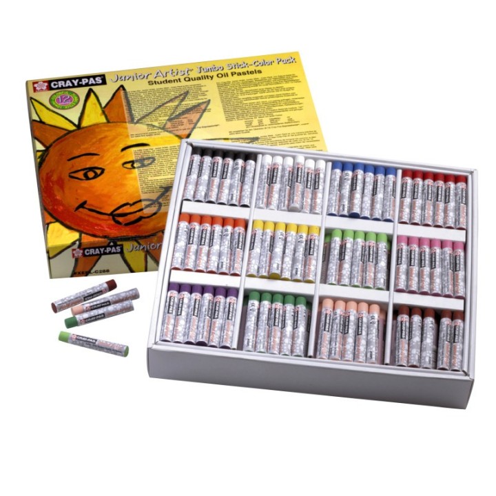 Sakura Cray-Pas Junior Artist Oil Pastel Chalk, Jumbo Size, 12 Colors, 288-Piece Classroom Pack