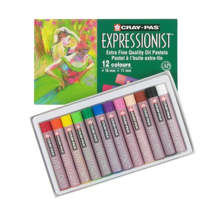 Sakura Cray-Pas Expressionist Oil Pastels, Assorted Colors, 12-Piece Set