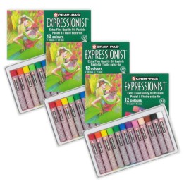 Sakura Cray-Pas Expressionist Oil Pastels, Assorted Colors, 12 Per Set, 3 Sets