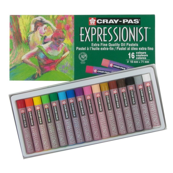 Sakura Cray-Pas Expressionist Oil Pastels, Assorted Colors, 16-Piece Set