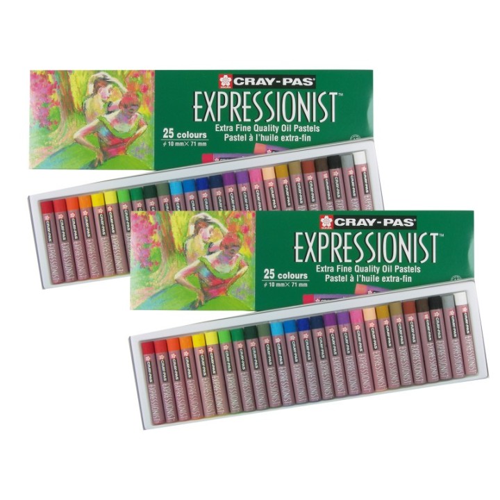 Sakura Cray-Pas Expressionist Oil Pastels, Assorted Colors, 25 Per Set, 2 Sets