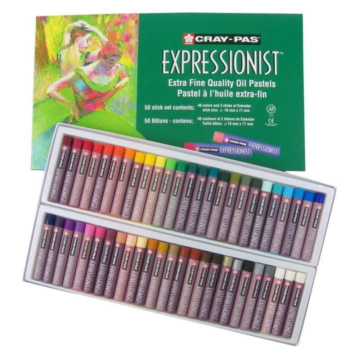 Sakura Cray-Pas Expressionist Oil Pastel Chalk, 48 Assorted Colors, 50-Piece Set