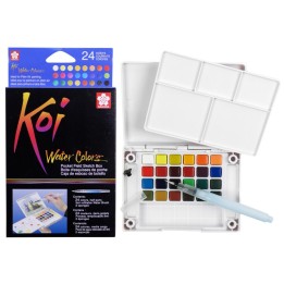 Sakura Koi Water Colors Field Sketch Box with Brush, 24 Colors