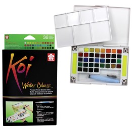 Sakura Koi Water Colors Field Sketch Box with Brush, 36 Colors