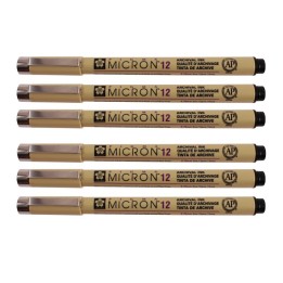 Sakura Pigma Micron Pen, Black, 0.70mm Size 12, Pack of 6
