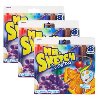 Mr. Sketch® Scented Markers, Chisel Tip, Assorted Colors, 8 Per Pack, 3 Packs