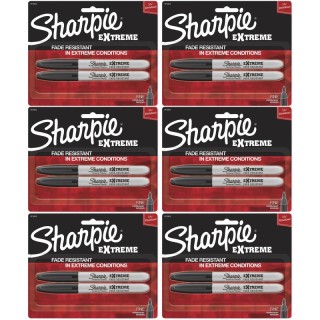 Sharpie® Extreme Permanent Markers, Black, 2 Per Pack, 6 Packs