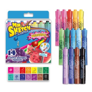 Mr. Sketch® Washable Scented Markers, Chisel Tip, Assorted Colors, 14-Count