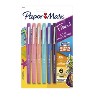 Paper Mate® Flair Felt Tip Pens, Medium Point (0.7mm), Tropical Colors, 6 Count