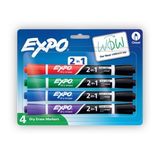 EXPO® Dry Erase 2-in-1 Markers, Chisel Tip, Assorted, 4 Count