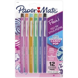 Paper Mate® Flair Felt Tip Pens, Medium Point, Candy Pop Pack, 12 Count