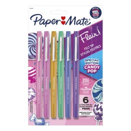 Paper Mate® Flair Felt Tip Pens, Medium Point (0.7mm), Candy Pop Pack, 6 Count