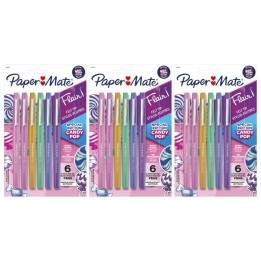 Paper Mate® Flair Felt Tip Pens, Medium Point (0.7mm), Candy Pop Pack, 6 Per Pack, 3 Packs