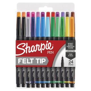 Sharpie® Art Pens, Fine Point, Assorted Colors, 24 Count