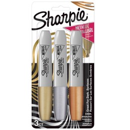 Sharpie® Metallic Permanent Markers, Chisel Tip, Assorted Colors, 3 Count