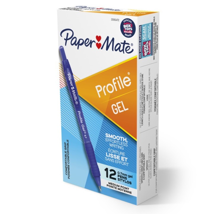 Paper Mate® Gel Pen, Profile Retractable Pen, 0.7mm, Blue, 12 Count