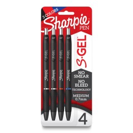 Sharpie® S-Gel Gel Pens, Medium Point (0.7mm), Assorted Colors, 4 Count
