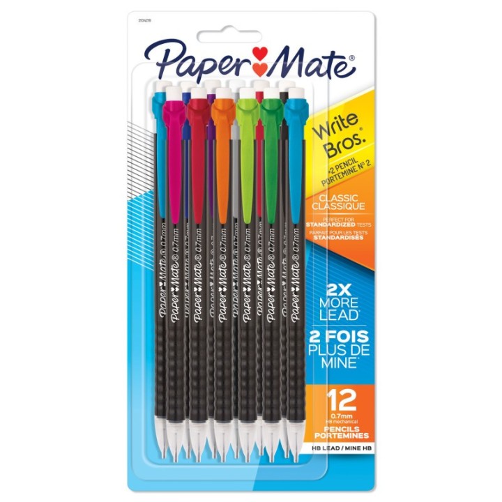Paper Mate® Write Bros® Mechanical Pencil, 0.7mm, Assorted, Pack of 12