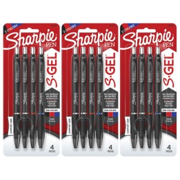 Sharpie® S-Gel Gel Pens, Fine Point (0.5mm), Assorted Colors, 4 Per Pack, 3 Packs