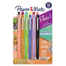 Paper Mate® Flair, Scented Felt Tip Pens, Assorted Sunday Brunch Scents & Colors, 0.7mm, 12 Count