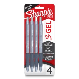 Sharpie® S-Gel, Gel Pens, Medium Point (0.7mm), Frost Blue Body, Black Gel Ink Pens, 4 Count