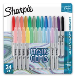 Sharpie® Permanent Markers, Fine Point, Mystic Gem Colors, 24 Count