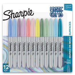 Sharpie® Permanent Markers, Fine Point, Mystic Gem Colors, 12 Count