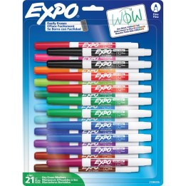 EXPO® Dry Erase Markers, Whiteboard Markers with Low Odor Ink, Fine Tip, Assorted Vibrant Colors, 21 Count