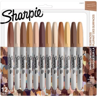 Sharpie® Permanent Markers, Portrait Colors, Fine Point, Assorted, 12 Count