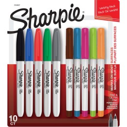 Sharpie® Fine and Ultra Fine Permanent Markers, Assorted, Pack of 10