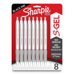 Sharpie® S-Gel, Gel Pens, Medium Point (0.7mm), Pearl White Body, Black Gel Ink Pens, 8 Count