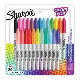Sharpie® Glam Pop Permanent Markers, Fine Point, 24 Count
