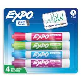 EXPO® Dry Erase Markers, Low Odor Ink, Assorted Tropical Colors, Chisel Tip, 4 Count