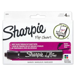Sharpie® Flip Chart® Markers, Bullet Tip, Assorted Colors, 4 Per Pack