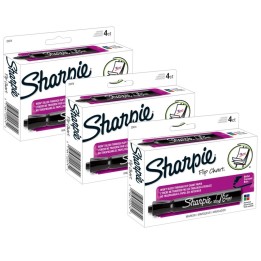 Sharpie® Flip Chart® Markers, Bullet Tip, Assorted Colors, 4 Per Pack, 3 Packs