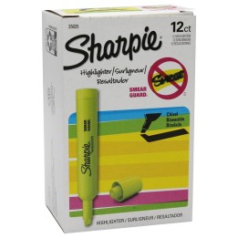Sharpie® Tank Style Highlighters, Chisel Tip, Fluorescent Yellow, Box of 12