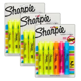 Sharpie® Tank Highlighter, Assorted Colors, 6 Per Pack, 3 Packs