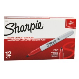 Sharpie® Fine Point Permanent Marker, Red, Box of 12