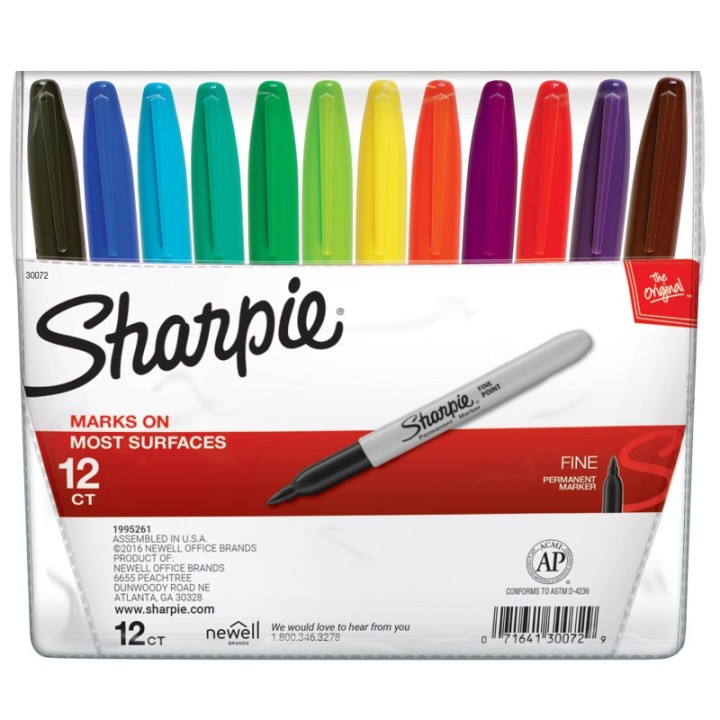 Sharpie® Fine Point Permanent Markers, Assorted, Set of 12