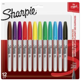 Sharpie® Permanent Markers, Fine Point, Assorted Colors, 12 Count
