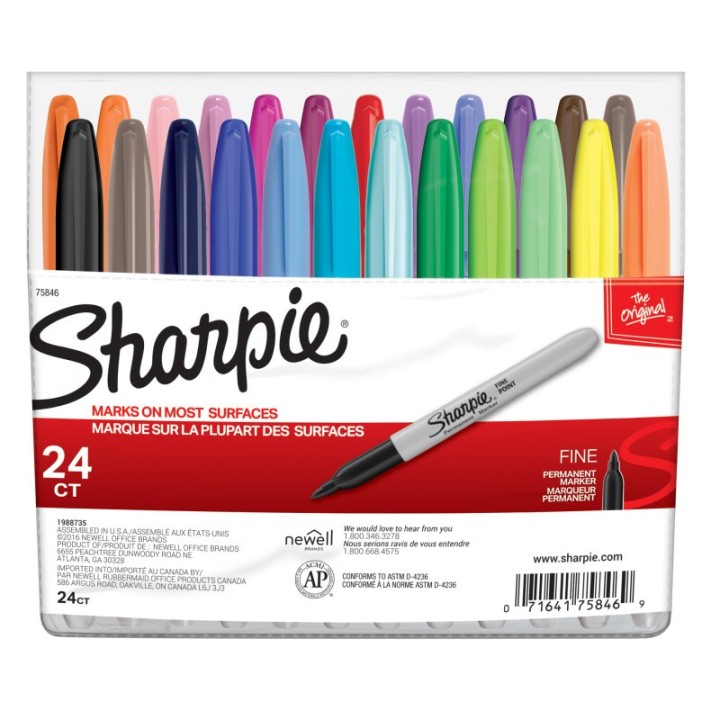 Sharpie® Fine Point Markers, Assorted Colors, Pack of 24