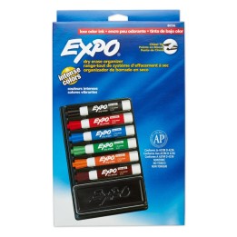 EXPO® Low Odor Dry Erase Marker Set with 6-Marker Organizer and Eraser