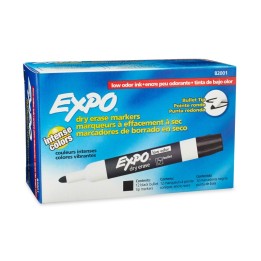 EXPO® Low Odor Dry Erase Markers, Bullet Tip, Black, Box of 12