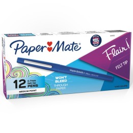 Paper Mate® Flair Pens, Medium, Blue, Box of 12