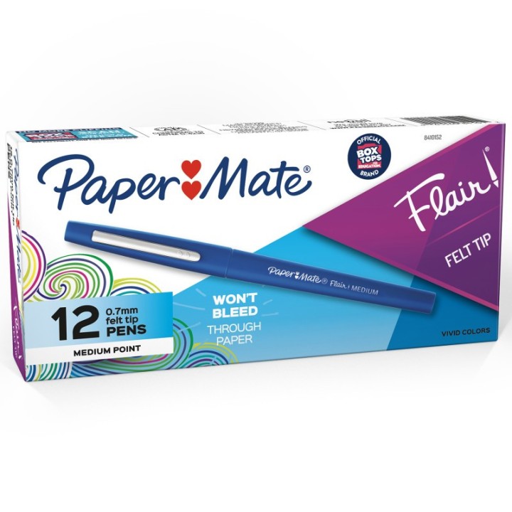 Paper Mate® Flair Pens, Medium, Blue, Box of 12