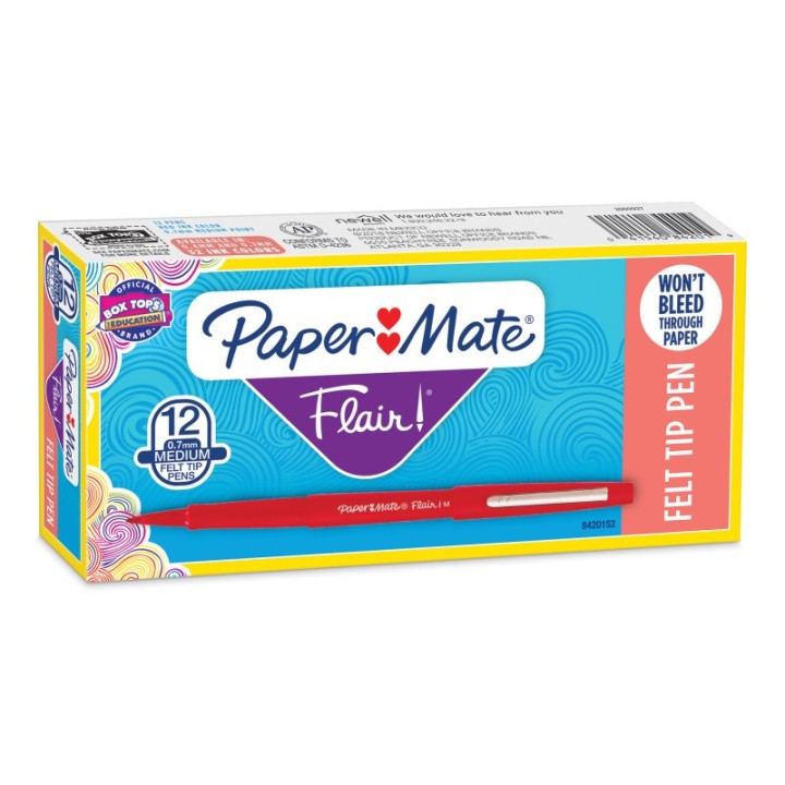 Paper Mate® Flair Pens, Medium, Red, Box of 12