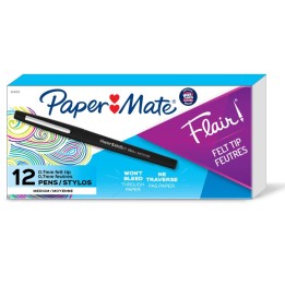Paper Mate® Flair Pens, Medium, Black, Box of 12