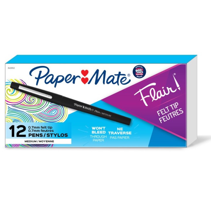 Paper Mate® Flair Pens, Medium, Black, Box of 12